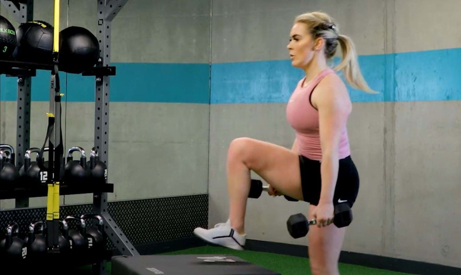 dumbbell step ups
