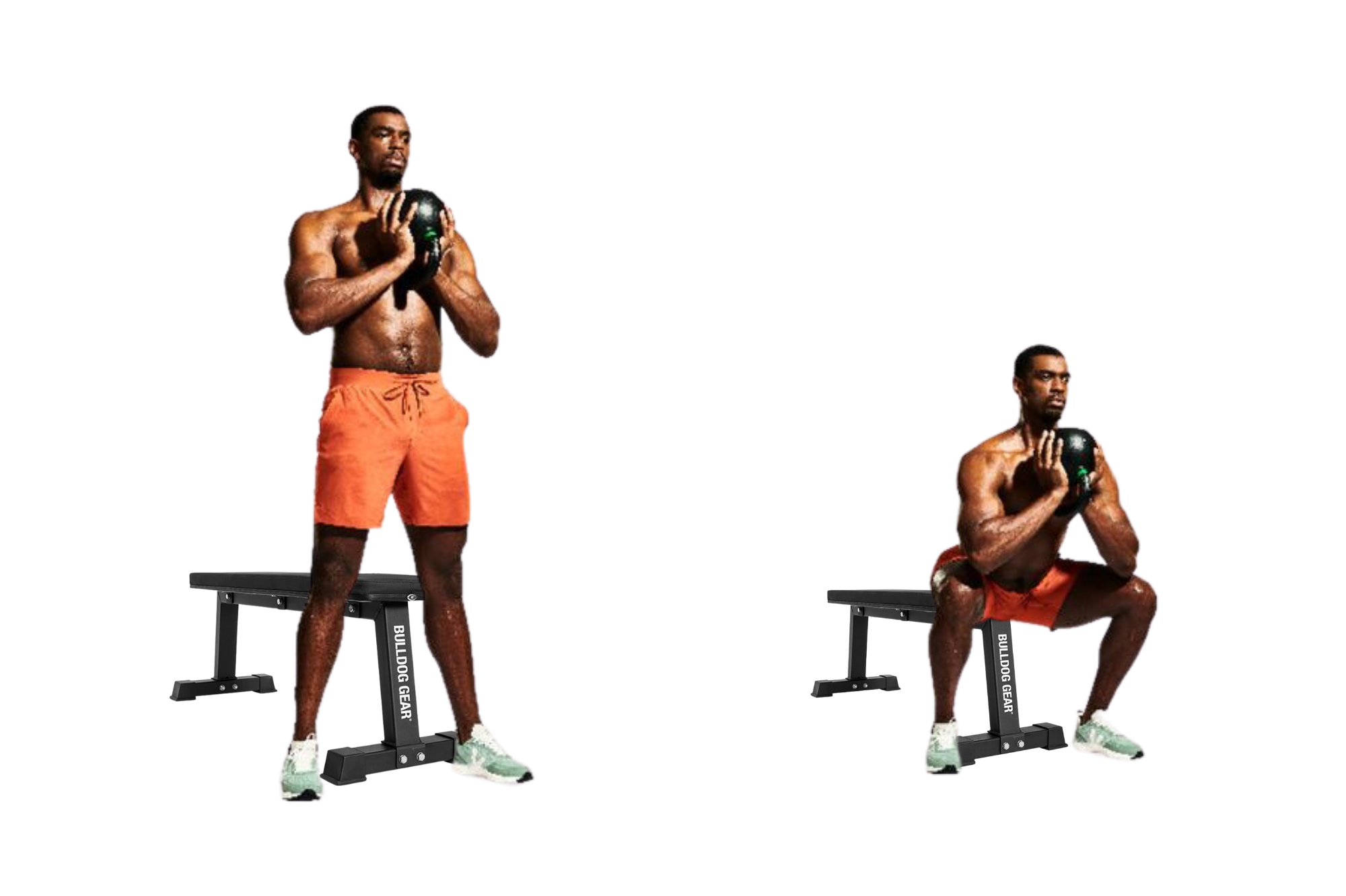 dumbbell squat to a bench