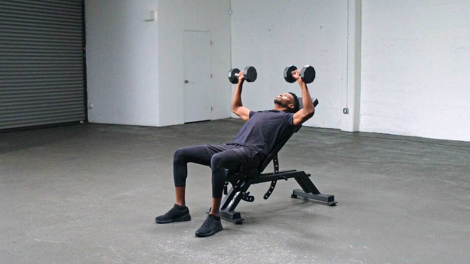incline dumbbell bench with palms facing in