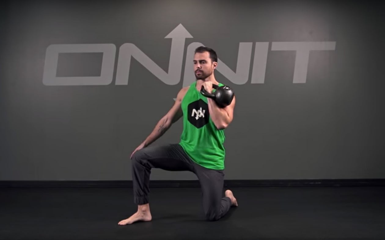 one-arm open palm kettlebell clean