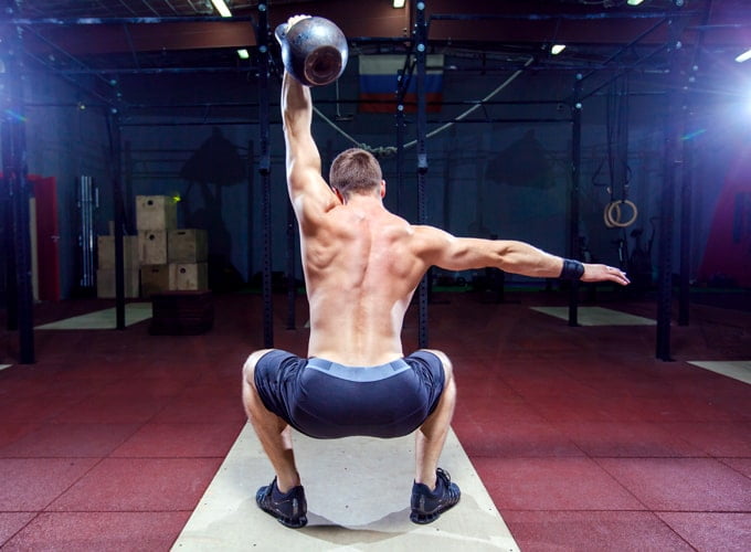 one-arm kettlebell split snatch