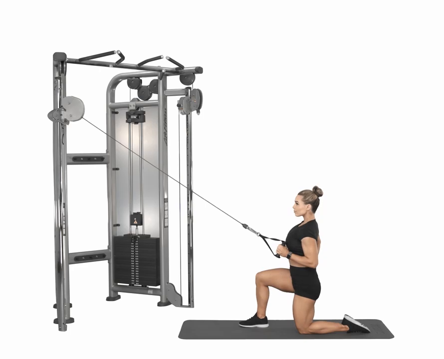kneeling single-arm high pulley row
