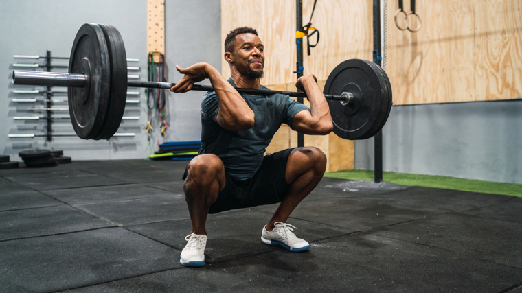 front barbell squat to a bench