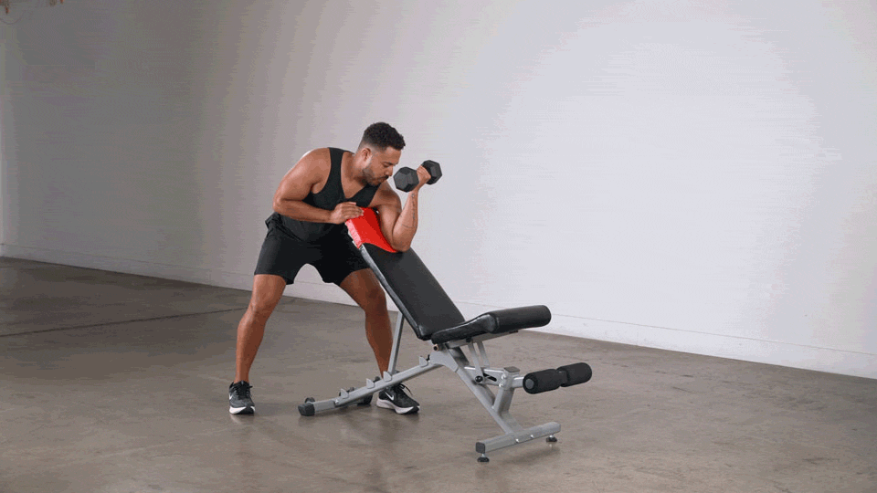 one arm dumbbell preacher curl