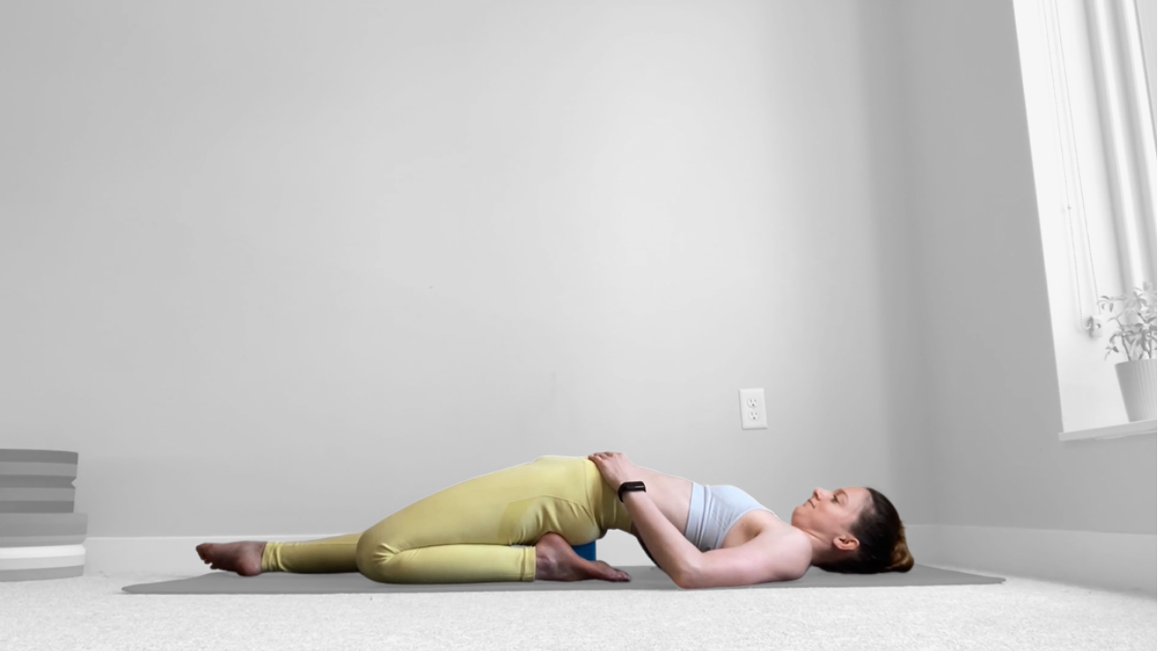 on-your-back quad stretch
